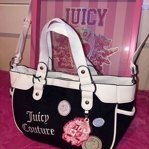 Juicy Couture Black and White Juicy Girls Rule tote bag